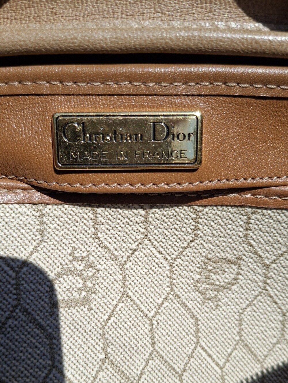 Vintage 80s Christian Dior Cream Coated Canvas & Brown Leather Crossbody Bag COA - Picture 14 of 16